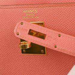 Pre Owned Hermes Kelly 32 Sellier Rouge Pivoine Epsom Leather Shoulder Bag