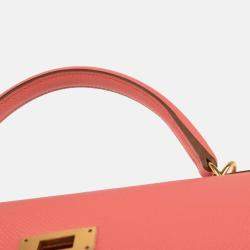 Pre Owned Hermes Kelly 32 Sellier Rouge Pivoine Epsom Leather Shoulder Bag
