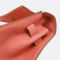 Pre Owned Hermes Kelly 32 Sellier Rouge Pivoine Epsom Leather Shoulder Bag