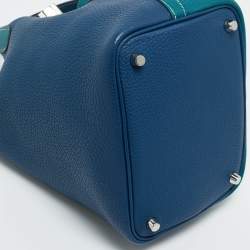 Pre Owned Hermes Vert Bosphore/Deep Bleu Taurillon Clemence Leather Picotin Lock 18 Bag