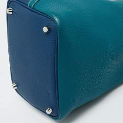 Pre Owned Hermes Vert Bosphore/Deep Bleu Taurillon Clemence Leather Picotin Lock 18 Bag
