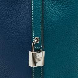 Pre Owned Hermes Vert Bosphore/Deep Bleu Taurillon Clemence Leather Picotin Lock 18 Bag