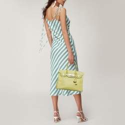 Pre Owned Hermes Vert Anis Ostrich Palladium Finish Birkin 30 Bag