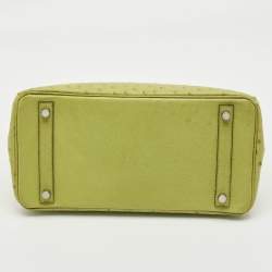 Pre Owned Hermes Vert Anis Ostrich Palladium Finish Birkin 30 Bag