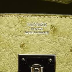 Pre Owned Hermes Vert Anis Ostrich Palladium Finish Birkin 30 Bag