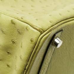 Pre Owned Hermes Vert Anis Ostrich Palladium Finish Birkin 30 Bag