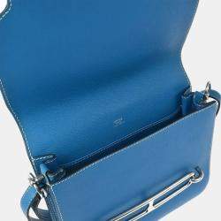 Pre Owned Hermes Roulis 23 Blue Zanzibar Evercolor Leather Shoulder Bag