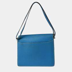 Pre Owned Hermes Roulis 23 Blue Zanzibar Evercolor Leather Shoulder Bag