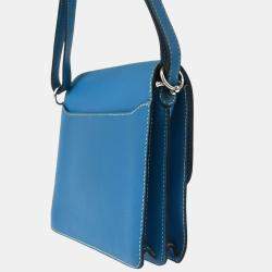 Pre Owned Hermes Roulis 23 Blue Zanzibar Evercolor Leather Shoulder Bag