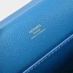 Pre Owned Hermes Roulis 23 Blue Zanzibar Evercolor Leather Shoulder Bag