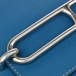 Pre Owned Hermes Roulis 23 Blue Zanzibar Evercolor Leather Shoulder Bag