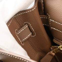 Pre Owned Hermes Kelly 32 Retourne Gold Veau Graine Leather Handbag