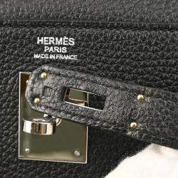 Pre Owned Hermes Kelly 32 Retourne Black Taurillon Clemence Leather Handbag