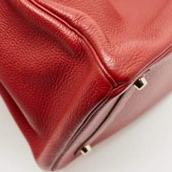Pre Owned Hermes Rouge Tomate Taurillon Clemence Leather Gold Finish Birkin 35 Bag