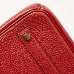 Pre Owned Hermes Rouge Tomate Taurillon Clemence Leather Gold Finish Birkin 35 Bag