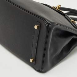 Pre Owned Hermes Noir Epsom Leather Gold Finish Birkin 30 Bag