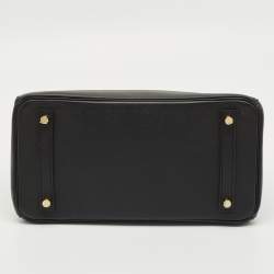 Pre Owned Hermes Noir Epsom Leather Gold Finish Birkin 30 Bag