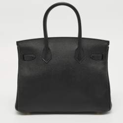Pre Owned Hermes Noir Epsom Leather Gold Finish Birkin 30 Bag
