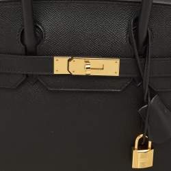 Pre Owned Hermes Noir Epsom Leather Gold Finish Birkin 30 Bag