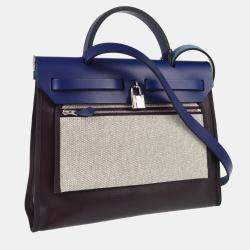 Pre Owned Hermes Navy Herbag Zip 31 PM 2way Handbag
