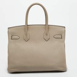 Pre Owned Hermes Gris Tourterelle Togo Leather Gold Finish Birkin 30 Bag