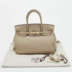 Pre Owned Hermes Gris Tourterelle Togo Leather Gold Finish Birkin 30 Bag