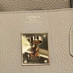 Pre Owned Hermes Gris Tourterelle Togo Leather Gold Finish Birkin 30 Bag