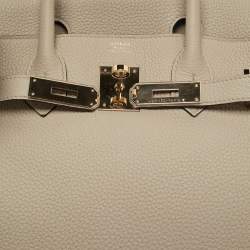 Pre Owned Hermes Gris Tourterelle Togo Leather Gold Finish Birkin 30 Bag