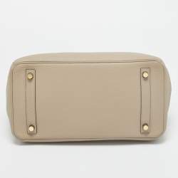 Pre Owned Hermes Gris Tourterelle Togo Leather Gold Finish Birkin 30 Bag