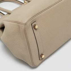 Pre Owned Hermes Gris Tourterelle Togo Leather Gold Finish Birkin 30 Bag