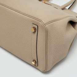 Pre Owned Hermes Gris Tourterelle Togo Leather Gold Finish Birkin 30 Bag