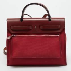 Pre Owned Hermes Rouge Grenat/Rouge H Toile and Vache Hunter Herbag Zip 31 Bag