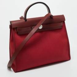 Pre Owned Hermes Rouge Grenat/Rouge H Toile and Vache Hunter Herbag Zip 31 Bag