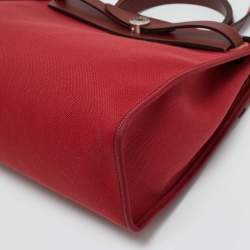 Pre Owned Hermes Rouge Grenat/Rouge H Toile and Vache Hunter Herbag Zip 31 Bag