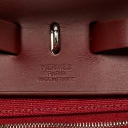 Pre Owned Hermes Rouge Grenat/Rouge H Toile and Vache Hunter Herbag Zip 31 Bag