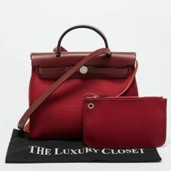 Pre Owned Hermes Rouge Grenat/Rouge H Toile and Vache Hunter Herbag Zip 31 Bag