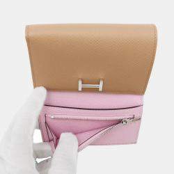 Pre Owned Hermes Bearn Compact Chai/Mauve Silvestre Epsom Leather Wallet