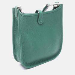 Pre Owned Hermes Evelynetpm Green Leather Handbag