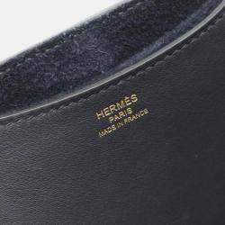 Pre Owned Hermes In The Loop 23 Caban Navy Blue Leather Handbag