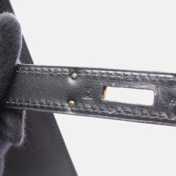 Pre Owned Hermès Kelly 32 Black Calf Box Leather GHW Outside Stitch Handbag