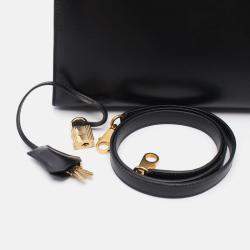 Pre Owned Hermès Kelly 32 Black Calf Box Leather GHW Outside Stitch Handbag