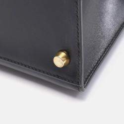 Pre Owned Hermès Kelly 32 Black Calf Box Leather GHW Outside Stitch Handbag