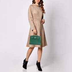 Pre Owned Hermes Vert Moyen Epsom Leather Electrum Finish Birkin Sellier 25 Bag