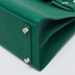 Pre Owned Hermes Vert Moyen Epsom Leather Electrum Finish Birkin Sellier 25 Bag