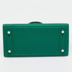 Pre Owned Hermes Vert Moyen Epsom Leather Electrum Finish Birkin Sellier 25 Bag