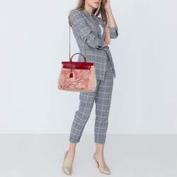 Pre Owned Hermès Rouge Piment Toile H and Vache Hunter Pegase Pop Herbag Zip 31 Bag