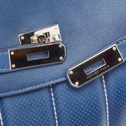 Pre Owned Hermes Bleu Saphir Swift Leather Palladium Finish Berline 28 Bag
