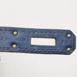 Pre Owned Hermes Bleu Saphir Swift Leather Palladium Finish Berline 28 Bag