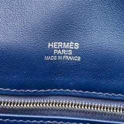 Pre Owned Hermes Bleu Saphir Swift Leather Palladium Finish Berline 28 Bag