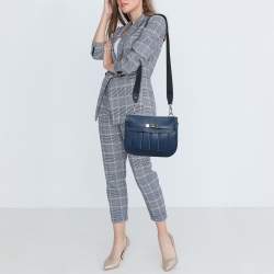 Pre Owned Hermes Bleu Saphir Swift Leather Palladium Finish Berline 28 Bag